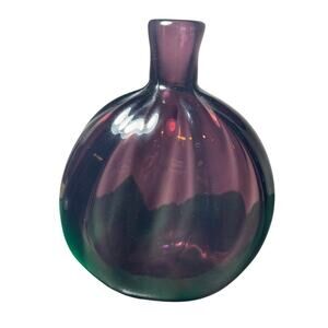 Metropolitan Museum Art Collection Amethyst Glass Bud Vase Signed 5.5"
